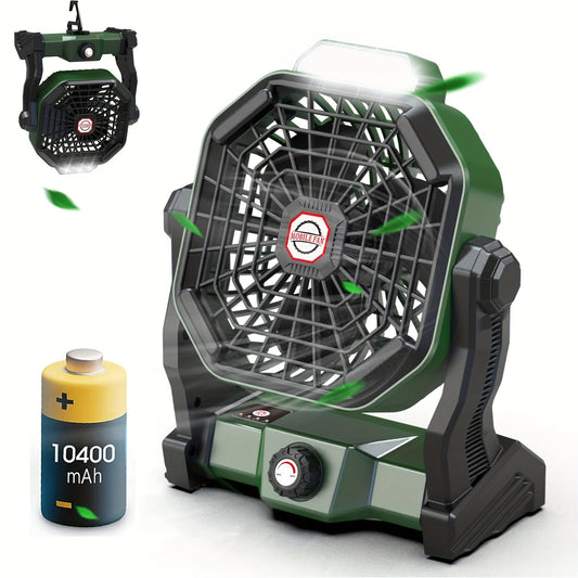 Rechargeable Camping Fan with LED & Hook