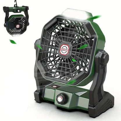 Portable Rechargeable Camping Fan - 7800mAh Battery, Cordless, USB Operated, Wireless, Hanging Hook
