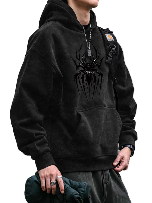 Vintage Spider Graphic Hooded Jacket