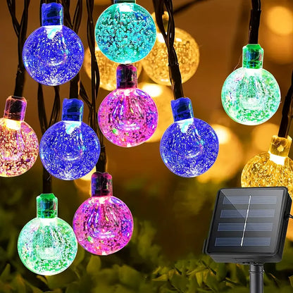 Multicolor LED Solar Crystal Bubble Ball String Lights