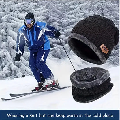 Winter Outdoor Riding Set: Hat, Gloves, and Scarf - Black