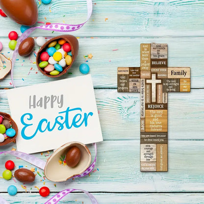 Faithful Reminders: Wooden Christian Cross Wall Decor with Biblical Verse