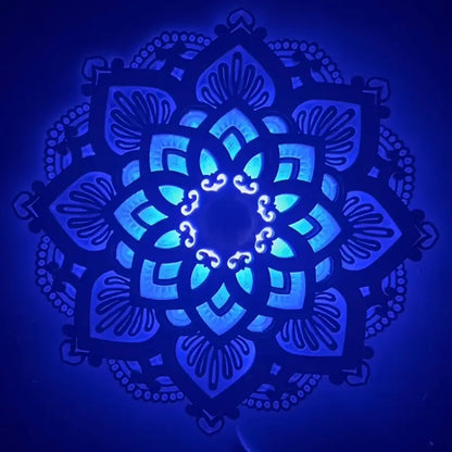Lotus Mandala Yoga Room Night Light - LED Multi-Layer Wooden Creative Atmosphere Light