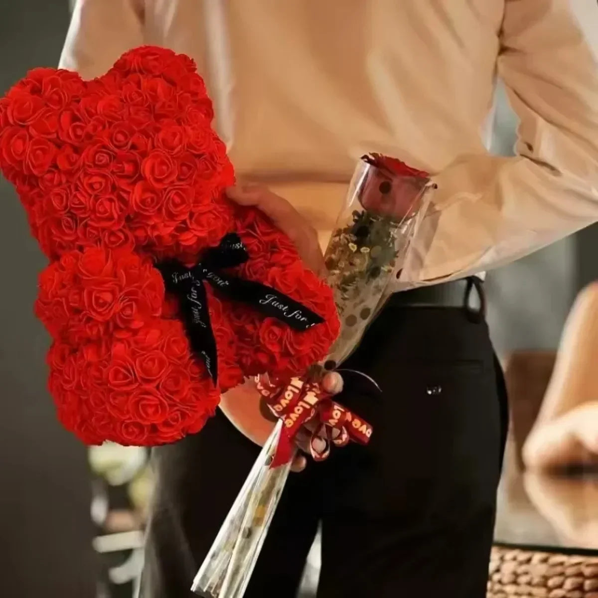 Rose Bear Artificial Foam Flowers for Gifts