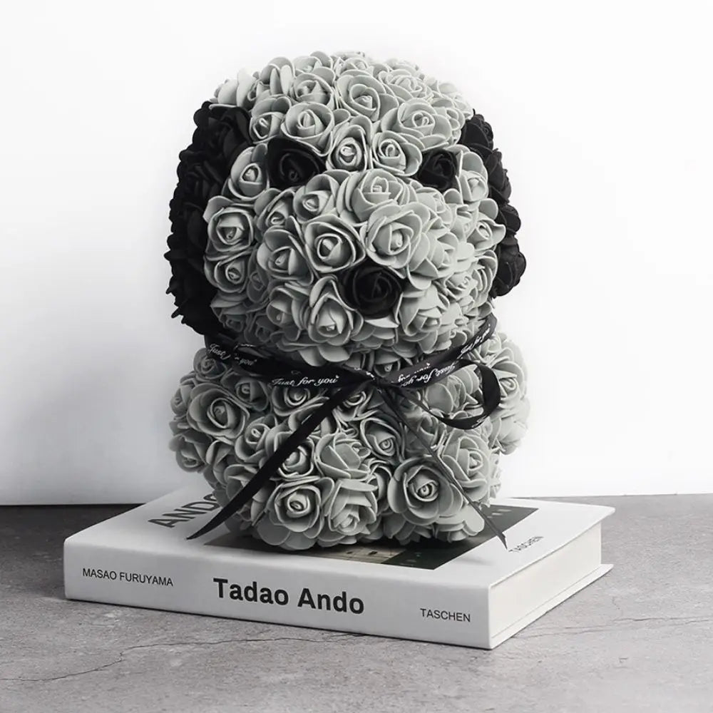 Teddy Rose Dog Artificial Flower Decoration (Grey)