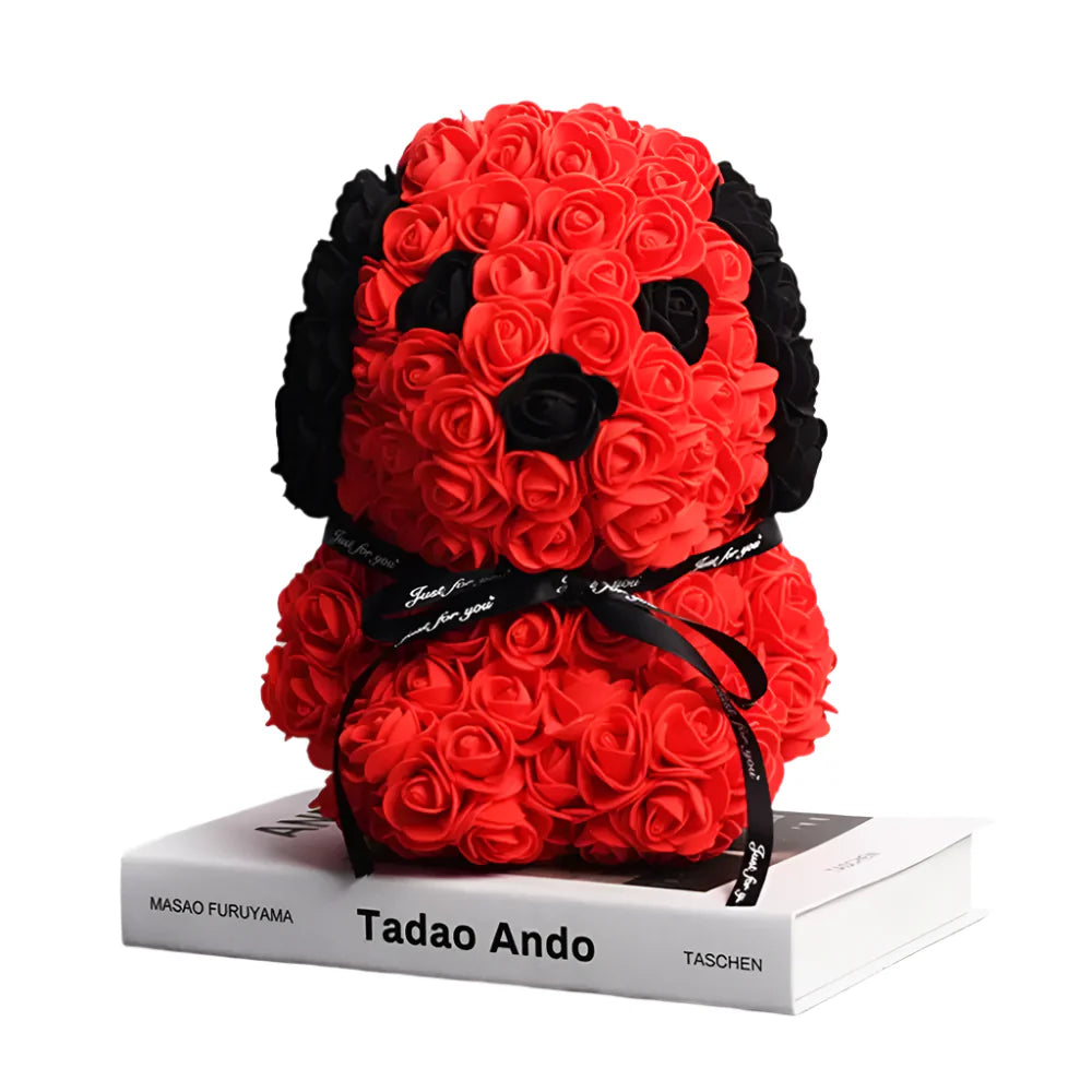 Teddy Rose Dog Artificial Flower Decoration (Red)