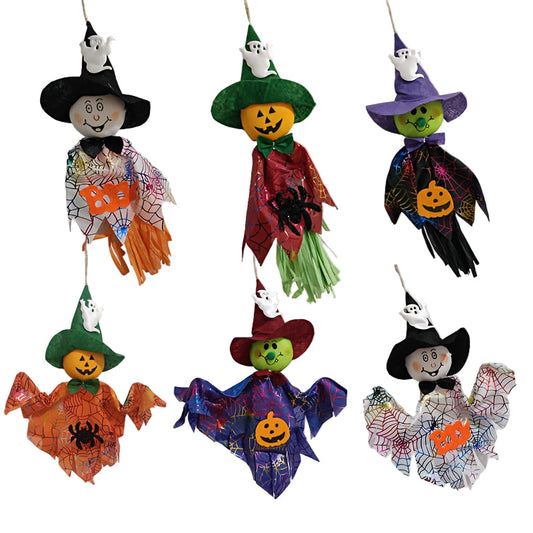 Halloween Hanging Ghosts Pumpkin & Straw Decorations Set
