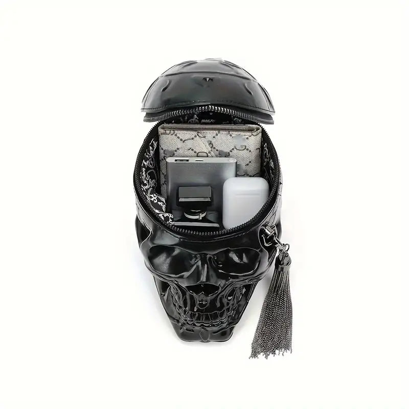 Chic Punk Skull Head Shoulder Bag - Black