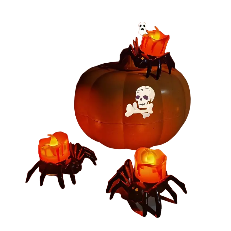 Arachnid Glow: 12Pack Halloween Spider Flameless Candlelight