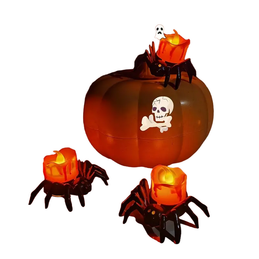 Arachnid Glow: 12Pack Halloween Spider Flameless Candlelight