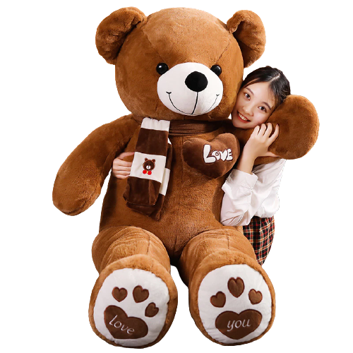 Huge 100cm Brown Giant Teddy Bear Toys Stuffed Animals Soft Plush Cotton Scarf Bear Hold Pillow Doll