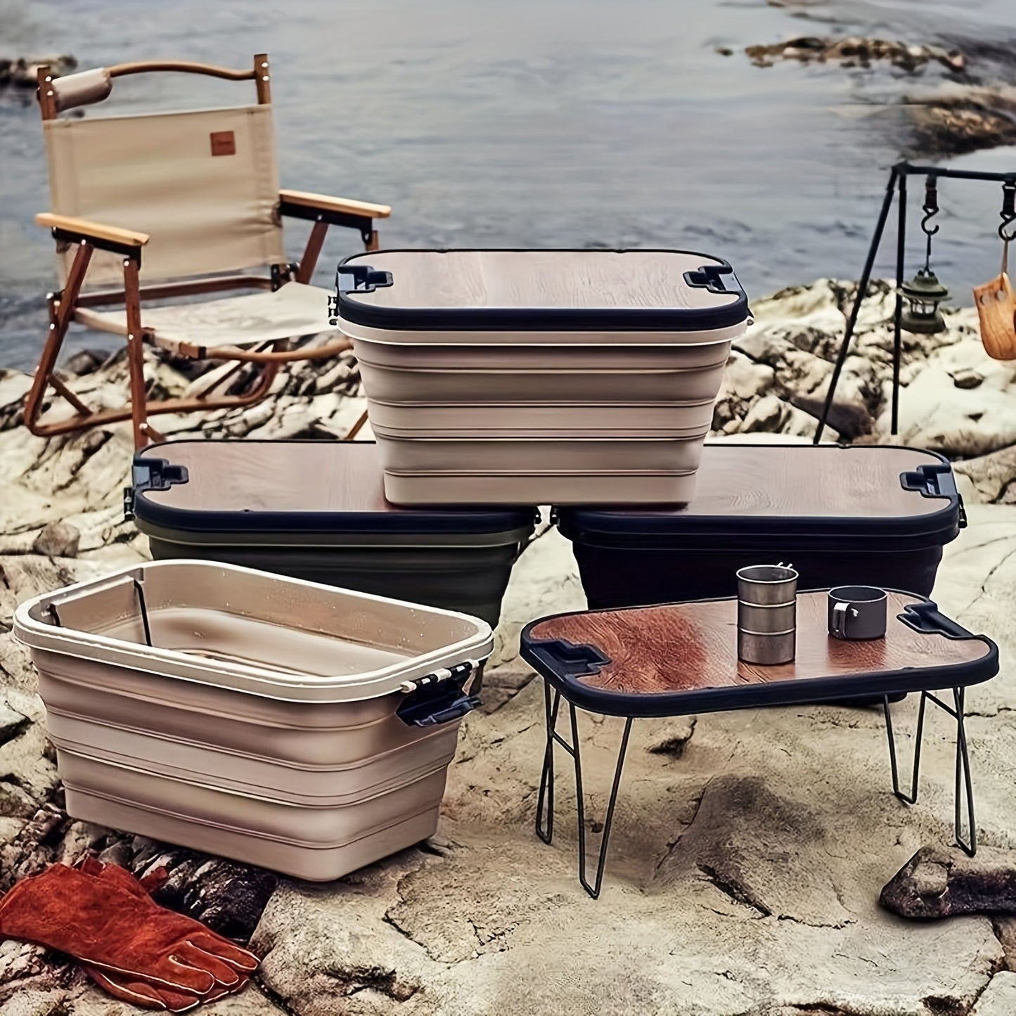 Outdoor Picnic Table Storage Basket Set