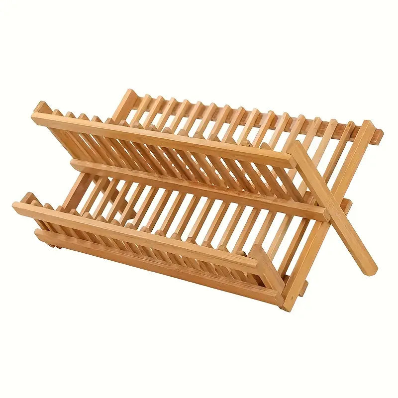 High Quality Natural Bamboo Dish Rack - Foldable and Compact