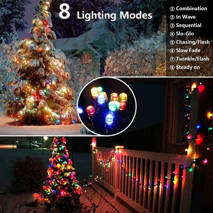 Christmas Solar String Lights - Multi-Colored, 8 Modes, Waterproof Fairy Lights