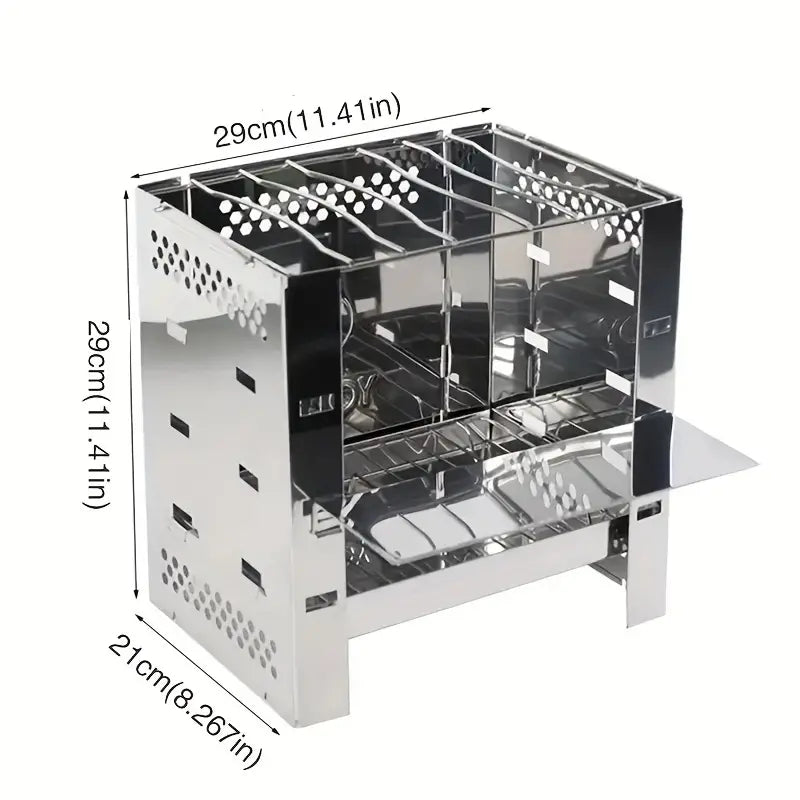 Portable Stainless Steel Wood Stove: Multi-functional Square Cookware(1pc)