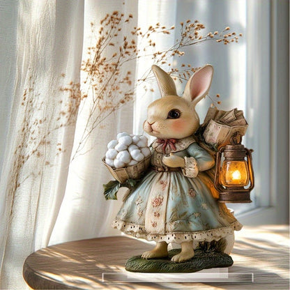 2D Boho Easter Bunny Acrylic Tabletop Statue