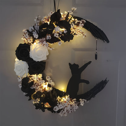 Gothic Cat Moon Wreath