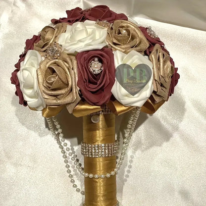 25-Piece Golden Artificial Rose Flowers Set