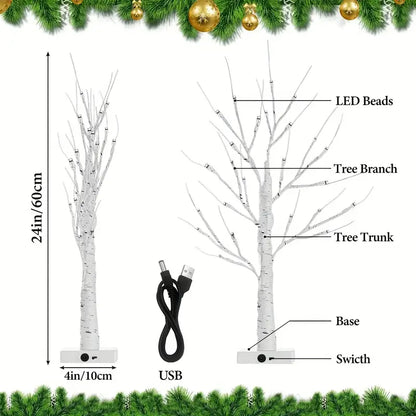 24LT 60.96cm Lighted Birch Tree - Warm White Christmas Lights