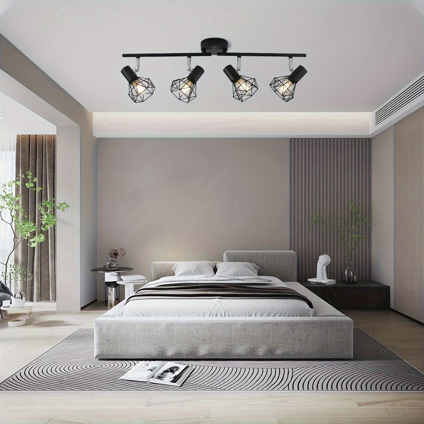 Industrial 4-Light Semi-Flush Ceiling Light