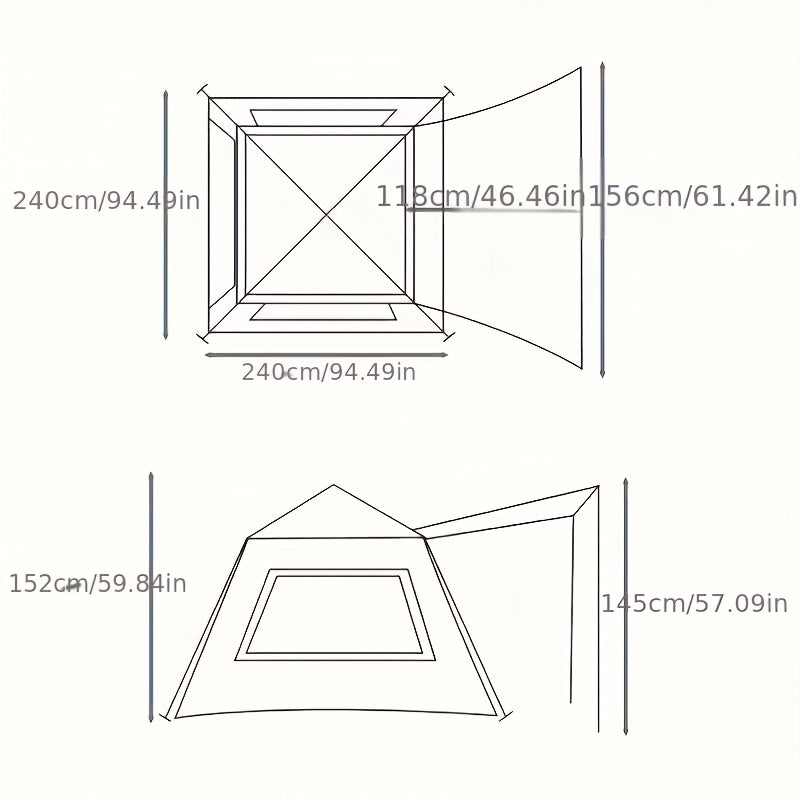 4-Person Instant Camping Tent with Porch Off-White Pop-Up Tent