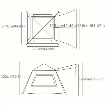 4-Person Instant Camping Tent with Porch Off-White Pop-Up Tent
