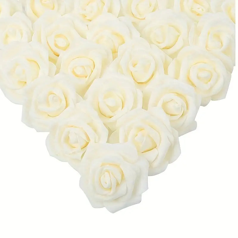 100-Piece Bulk Artificial Foam Roses - Milk White