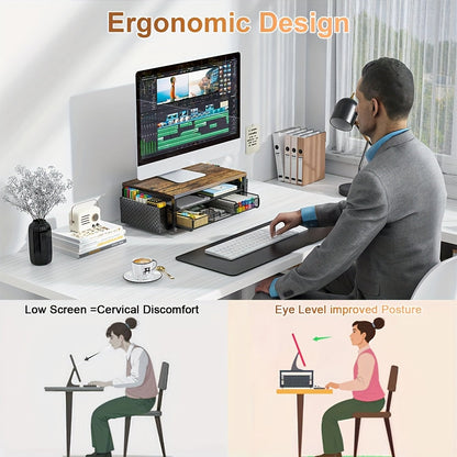 Monitor Stand Metal with Drawer & Holder (2-Tier)