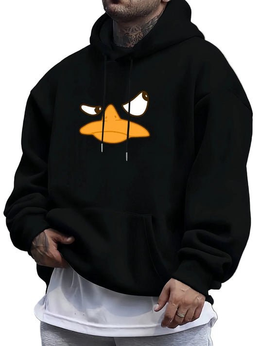 Plus Size Duckbill Print Hooded Sweatshirt
