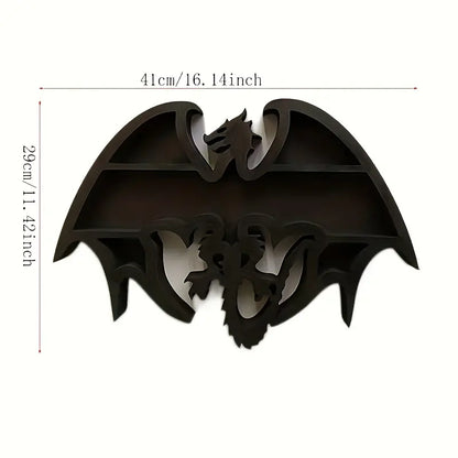 Dragon Guardian: Handcrafted Wooden Crystal Wall Display