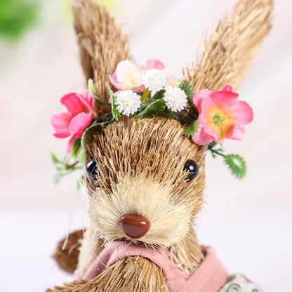 Funny Sisal Easter Bunny Spring Home Decor Statue