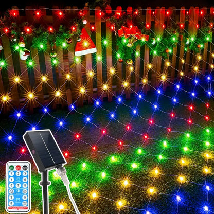 Radiant Nightfall: 192 LED Solar Lights on Transparent Wire