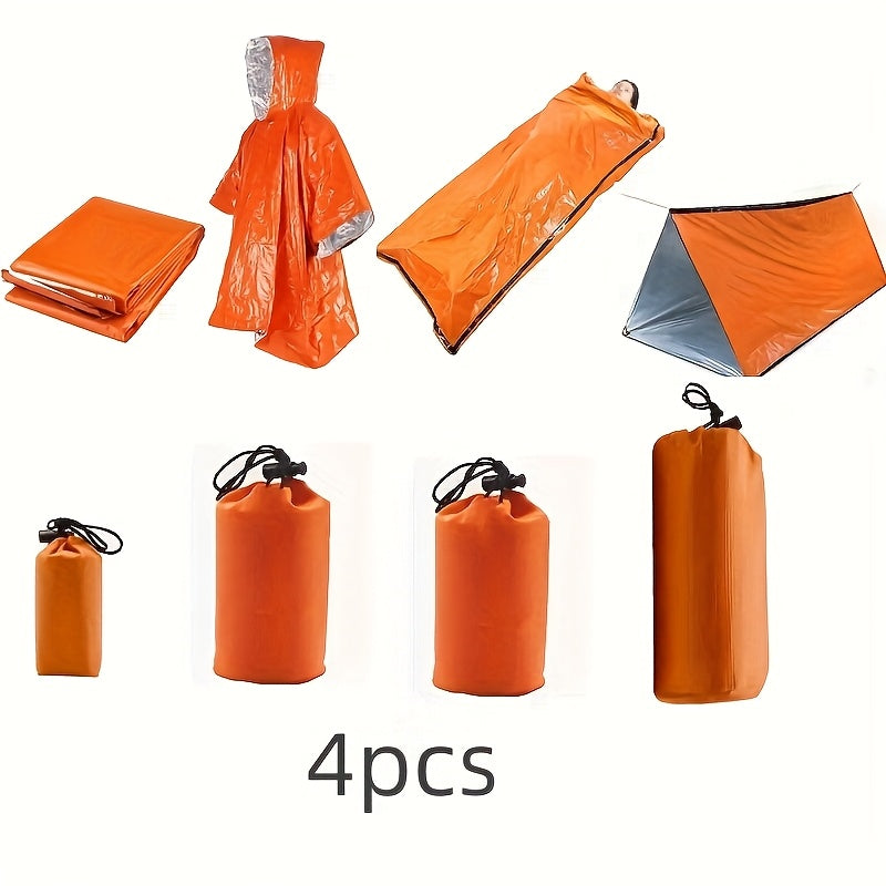 Outdoor Survival Camping Tent & Blanket Set (4 pcs)