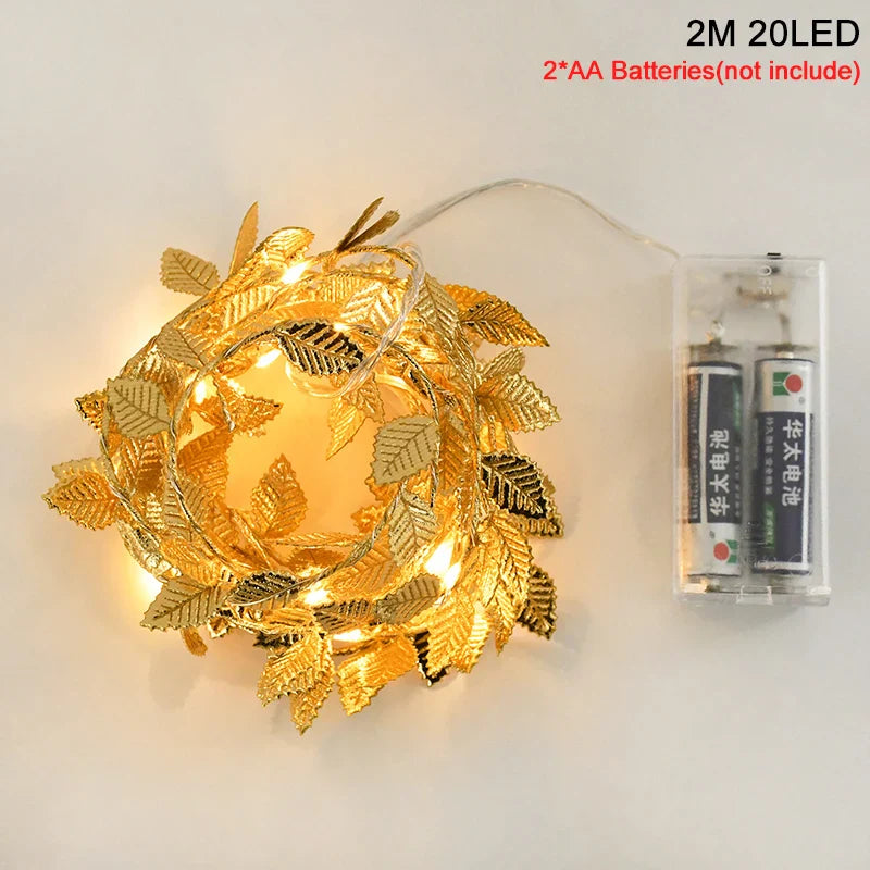 Golden Leaves String Fairy Lights - 2M 20LED