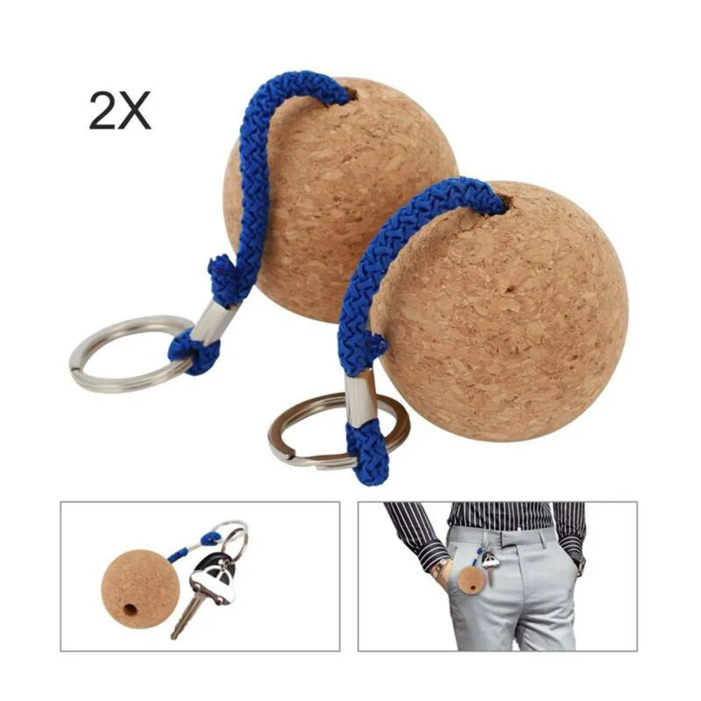 Floating Cork Ball Keychain - 2Pcs
