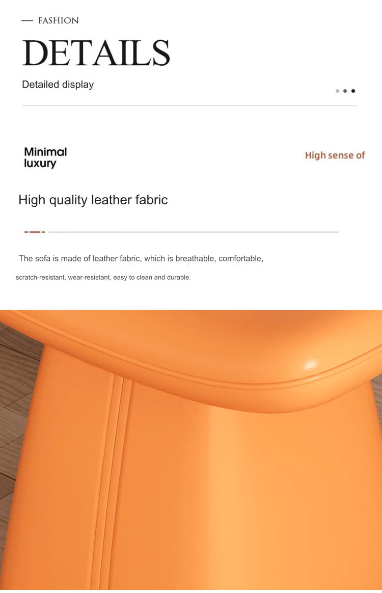 Vibrant Orange Leather Changing Stool