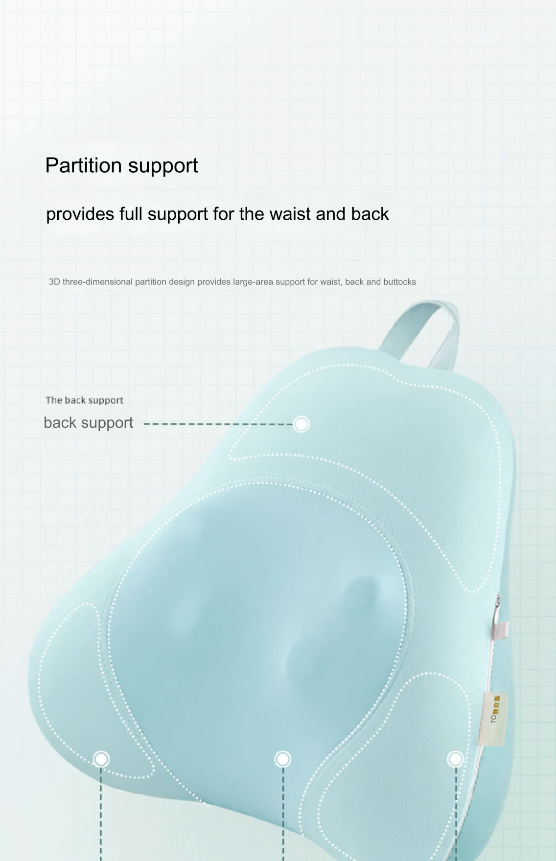 Light Luxury Green 3D Partition Waist and Back Support Massager Cushion