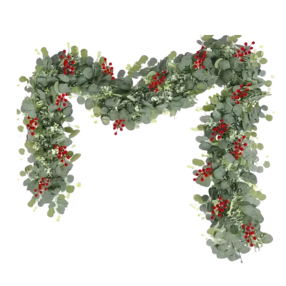 Artificial Eucalyptus Garland with Red Berries (2-Pack)