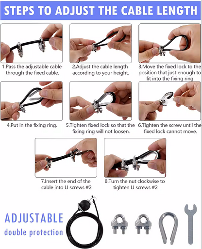 Home Fitness Pulley System – (Single Pulley with Long Pull Rod & 3-Head Rope)