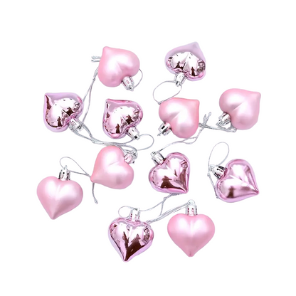 12-Piece Romantic Valentine's Day Love Pendant Set – Pink Heart Accessories (5.0cm x 4.5cm)