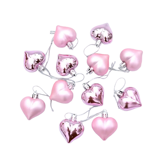 12-Piece Romantic Valentine's Day Love Pendant Set – Pink Heart Accessories (5.0cm x 4.5cm)