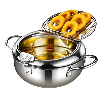 Tempura Stainless Steel Fryer Pot with Thermometer