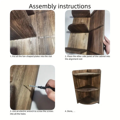 Vintage Solid Wood Corner Cabinet - Multi-Layer Sundries Organizer