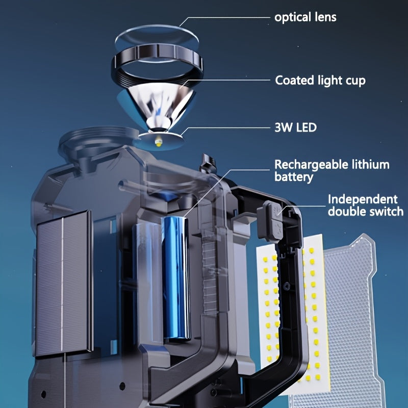 Rechargeable Portable Solar LED Flashlight (1200mAh)