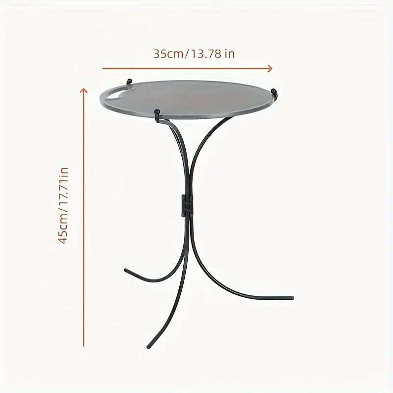 Compact Folding Wrought Iron Round Table