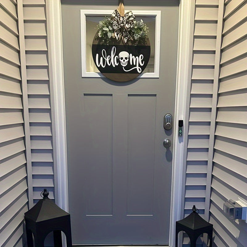 Halloween Skull Door Hanger Welcome Sign