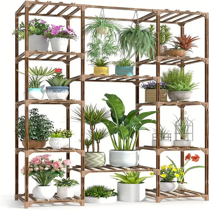 Multi-layer Wooden Plant Stand - 12 Tier Flower Pot Holder Rack