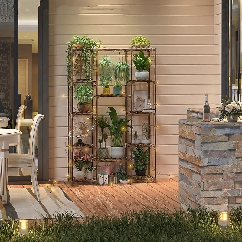 Multi-layer Wooden Plant Stand - 12 Tier Flower Pot Holder Rack