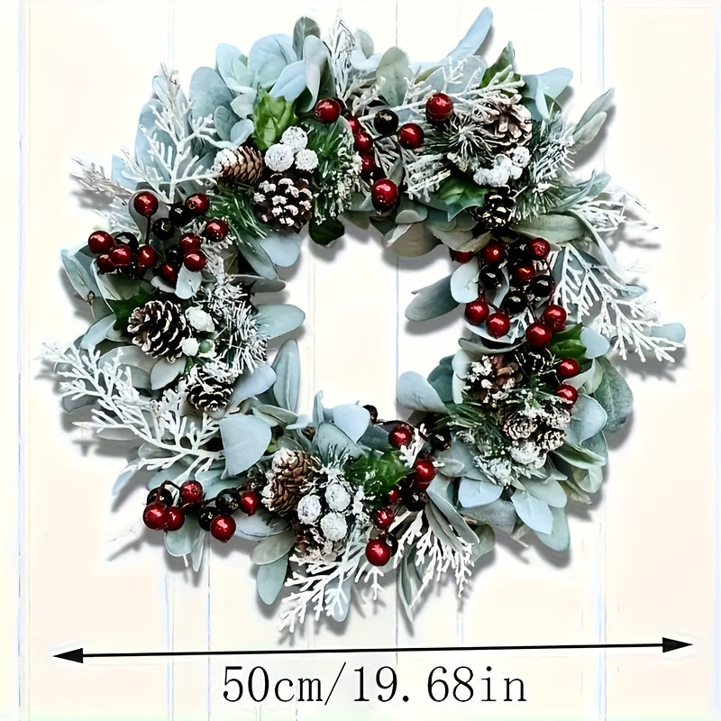 Blue-Gray Eucalyptus Wreath with Pine Cones
