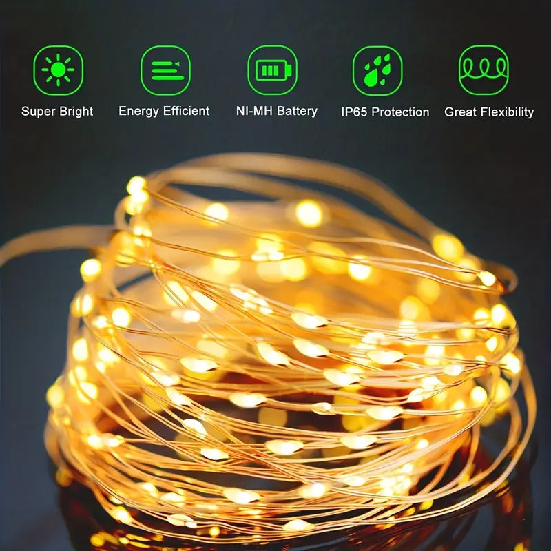 110ft Solar String Lights: 300 LED Waterproof Fairy Lights